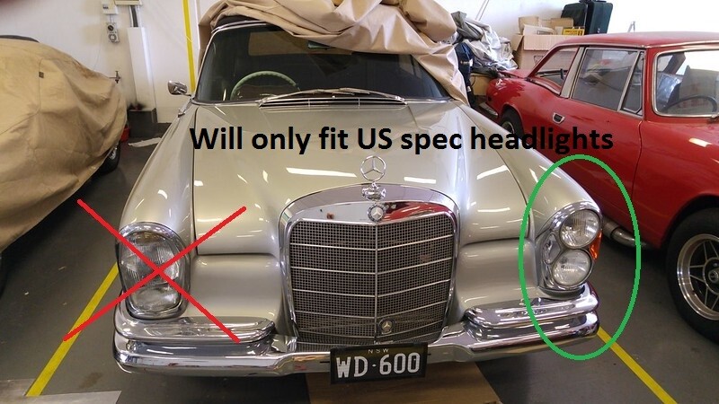 Sealed beam to Euro headlight conversion for US Mercedes W108 W109