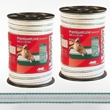 Weidezaunband 400m (2 x 200m) 20mm AKO PremiumLine wei&szlig;/gr&uuml;n - 0,21&euro;/m