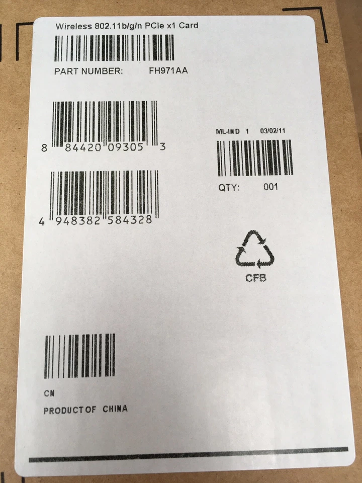 Lot of 12 NEW HP FH971AA Wireless 802.11 b/g/n PCIe x1 Card WPA2 Sealed - Image 3 of 4