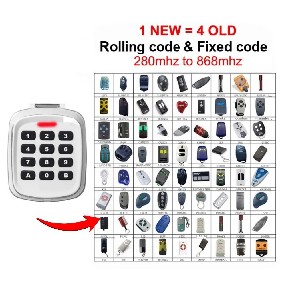 Universal Wireless Keypad Garage Door Opener Rolling Code 315MHz/433MHz