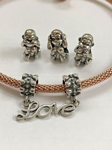 Soufeel charms see no evil, hear no evil, say love charms | eBay
