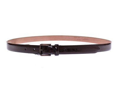 DOLCE & GABBANA Brown Leather Logo Belt Cintura Gürtel s.90 