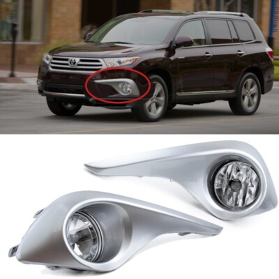 Clear Lens Pair OE Fog Light Lamp+Wiring+Switch Kit For 11-13 Toyota Highlander