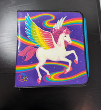 Vintage 90s Lisa Frank Zippered Binder Skye the Pegasus Rainbow  writing