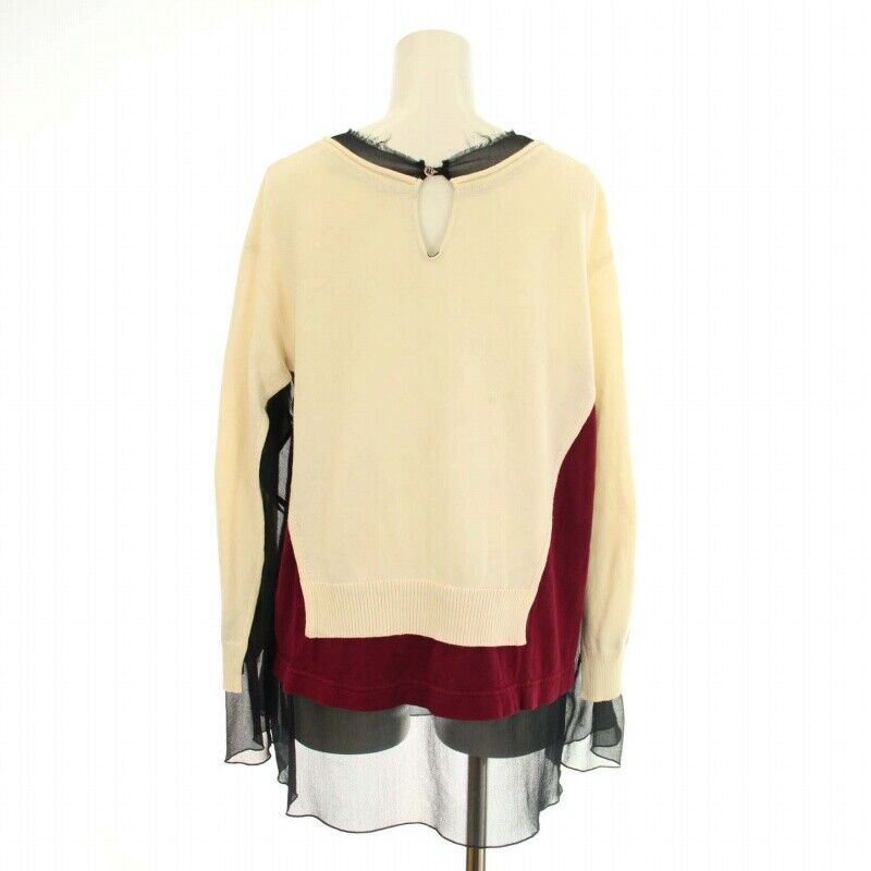 Undercover Knit Sweater Long Sleeve Bicolor Chiff… - image 3