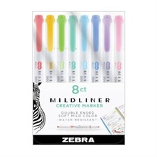 Zebra Pen Mildliner Double Ended Highlighter Set, Assorted Colours, and 8 Pack