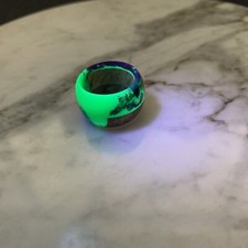 UV Glow Resin Wood Ring Handmade Acrylic Epoxy Jewelry Women Men Size 7