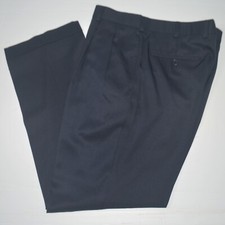 BROOKS BROTHERS Madison 100 Wool Pleated Navy Dress Pants 35 x 30