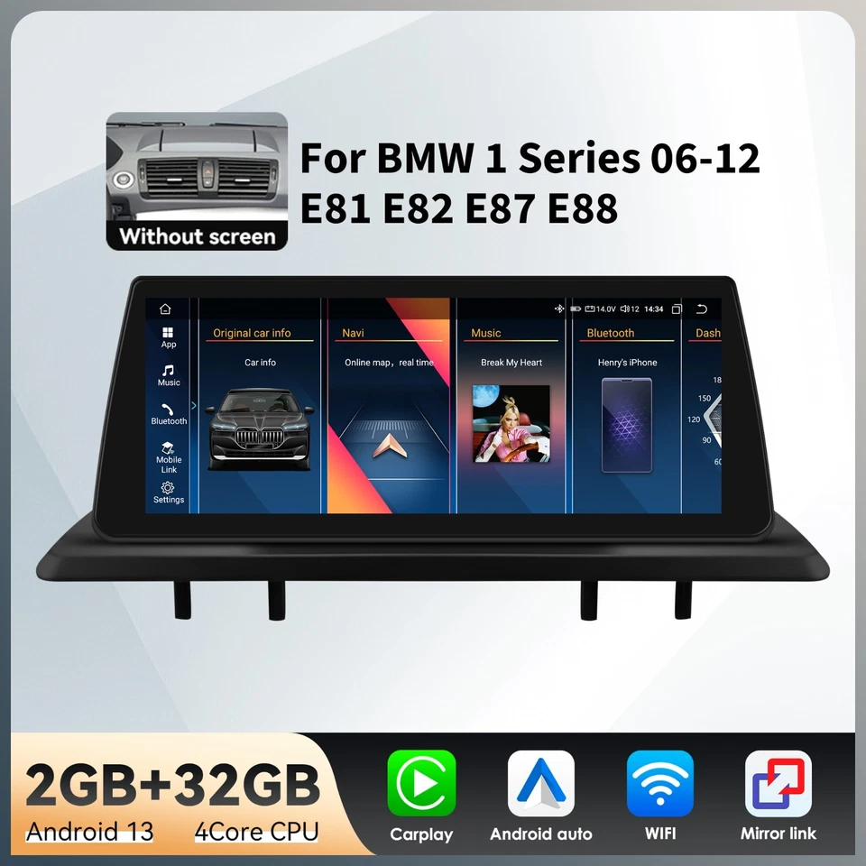 10.25" Android 13 2+32GB Autoradio GPS Navi Carplay Für BMW 1er E81 E82 E87 E88