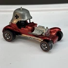 Hot Wheels Redline 70 HK Early Red Baron w/ Iron Cross Decals C 1969 Excellent