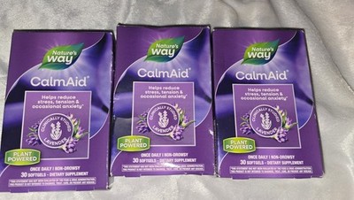 3 Pack Nature's Way Calm Aid Lavender Stress Anxiety Relief 30 Ct Ea Exp 11/26