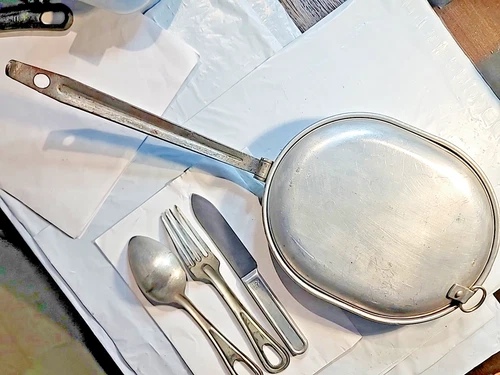 WW1 US Military Mess Kit Early 1900s complete with Utensils Knife, Fork & Spoon