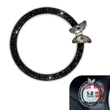 Bling Car Crystal Rhinestone Ring Emblem Sticker, Girly Butterfly Diamond black