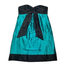 Vintage Jessica McClintock for Gunne Sax Teal Satin Strapless Mini Dress Size 9