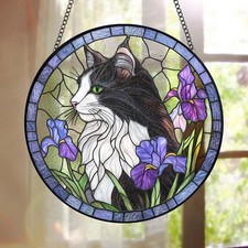 Custom Pet Stained Glass Suncatcher Personalized Dog Cat Portrait Memorial Gift