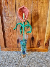 Peach Crochet Calla Lily Flower vase not included 