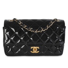 Chanel Black Quilted Patent Mini Rectangular Flap Bag