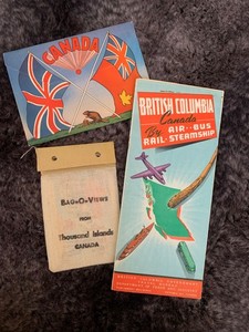 Vintage Canadian Ephemera, Map, Postcards, Pictures, Possibly WWII Era