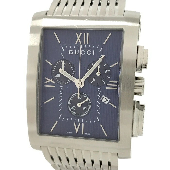 Orologio GUCCI G Metro Cronografo Uomo Quarzo SS Quadrante Navy 8600M