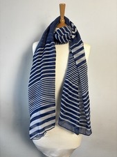 Atmosphere Navy White Striped Lightweight Sheer Scarf Summer Wrap Shawl
