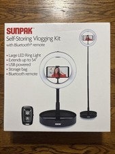 Sunpak Self-Storing Vlogging Kit w/Bluetooth Remote-VGC-LED128-11RL, Ring Light