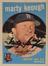 1959 TOPPS Marty Keough Auto Card #303 Boston Red Sox Vintage Baseball Signed 