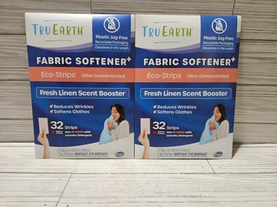 Lot of 2 Tru Earth Fabric Softener Ultra Concentrated 32 Eco-Strips Fresh Linen
