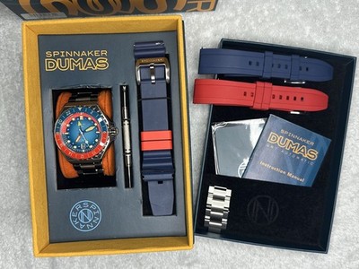 Spinnaker Dumas GMT Automatic - Red Blue Dial/Bezel, Seiko NH34 GMT, Extra Bands