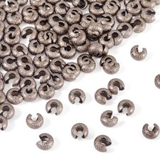 Pandahall 100pcs Brass Crimp Beads Covers 4mm Textured Half Round Crimp Bead ...