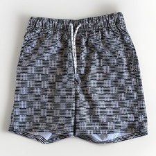 George Swim Trunks Mens Small 28-30 Black White Pattern Board Shorts Mesh Lined