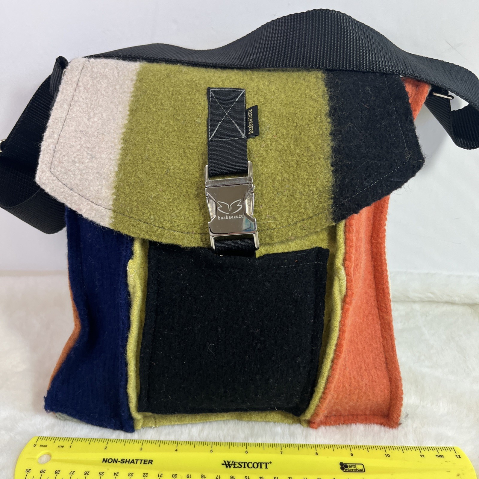 baabaazuzu Upcycled Wool Patchwork Boho Crossbody… - image 1