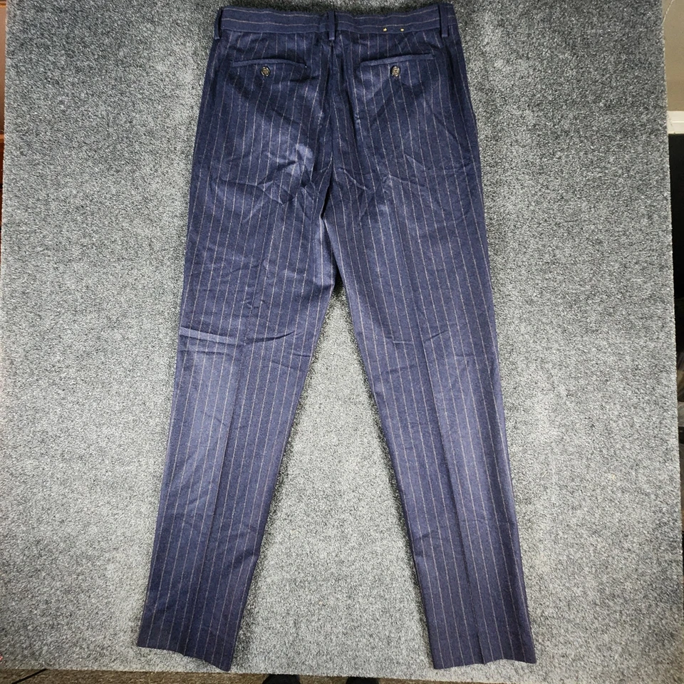Pantalones Banana Republic 33x33 Vitale Barberis Canonico Franela 120s Azul Marino Rayas Foto 4 de 4