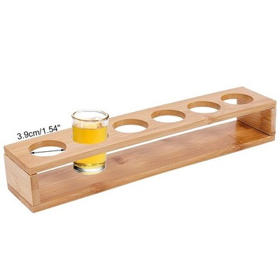 6 Schnapsglas Set, Loch 3.9 cm Schnapsgläser Tablethalter Bar Bambus Schnapsg...