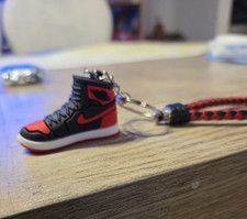 Nike Sneaker Key Chain Red Black White with Logo Accent Plastic Metal