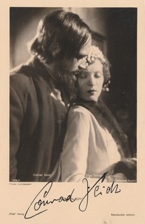 Horror Great CONRAD VEIDT †50 Signed 1937 Vintage Sepia 3x5 pic Rasputin etc