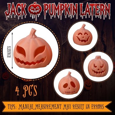 Pinkunn 4 Pcs Light up Jack O Lantern Halloween Pumpkin Lantern Pumpkins 