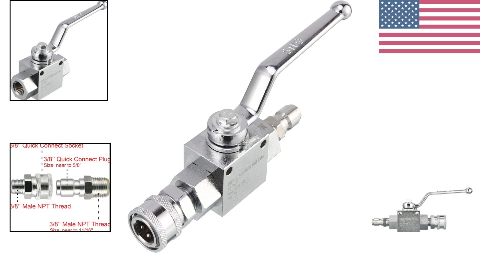 Heavy-Duty 4500 PSI Stainless Steel Pressure Washer Ball Valve Kit