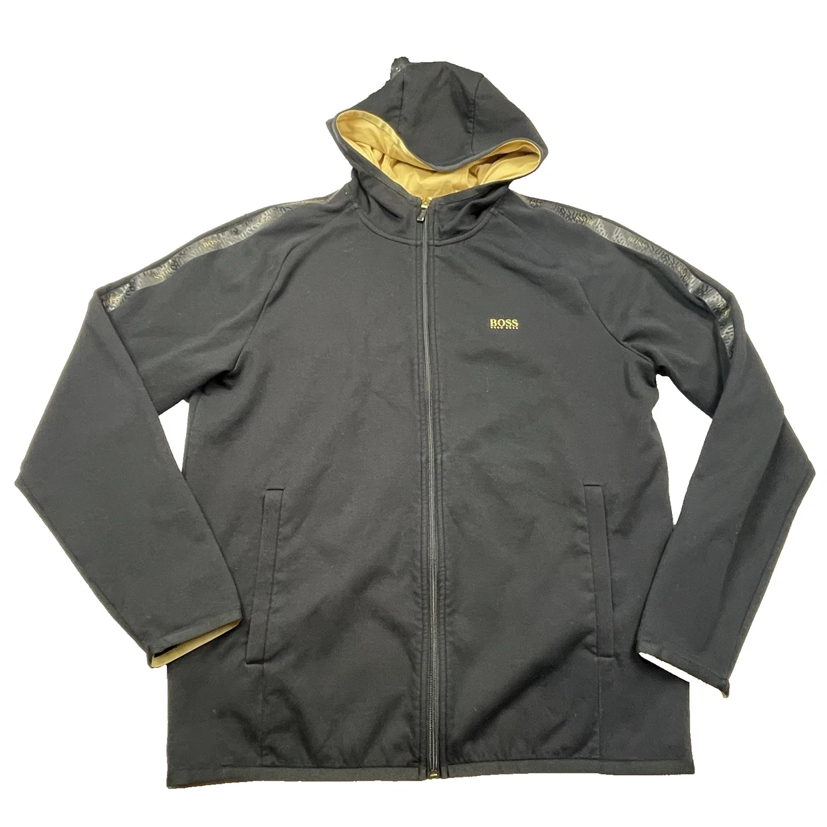 BOSS Mens Saggy Logo-print zip-up hoodie in stretch cotton