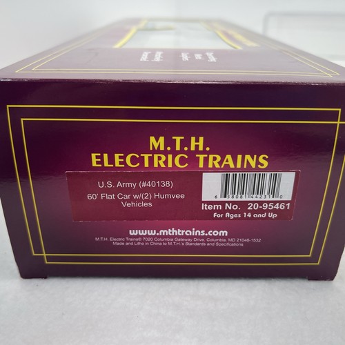 MTH Premier 20-95461 U.S. Army 60’ Flatcar w (2) Humvee Vehicles O NEW #40138 - Picture 10 of 11