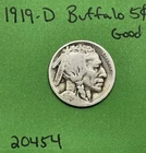 1919-D Buffalo 🦬 Indian Head Nickel 5c Good