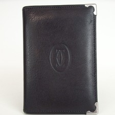 Authentic Cartier Must Line Card Case, Black Leather[Used]42664