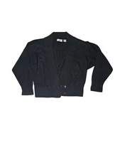 Vintage AXIOM Black Lambswool Angora Cardigan M - Made in Hong Kong, 80s 90s