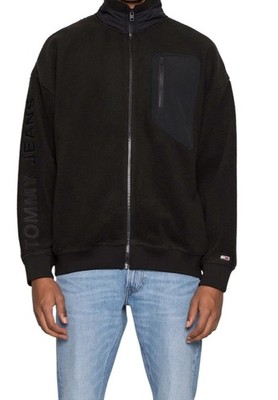 Tommy Jeans Tjm Polar Zip Herren Sweatshirt XL schwarz flauschig Fleece Oversized Zip *