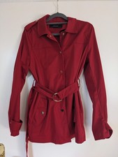 Zara Jacke rot S M 38 Trenchcoat gold Gürtel tailliert Basic