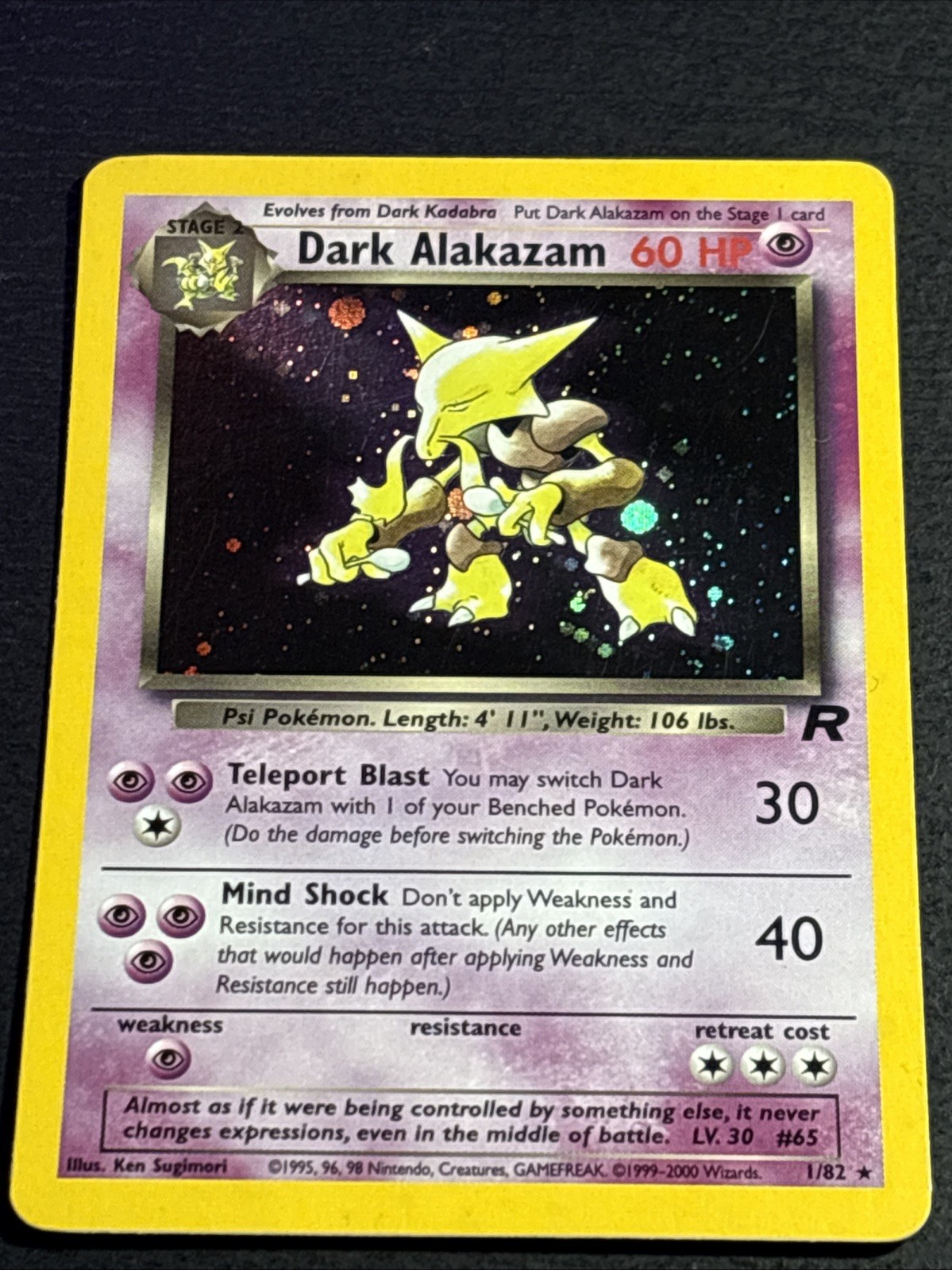 Dark Alakazam 1/82 Pokemon TCG Team Rocket Holo Foil Rare Card LP