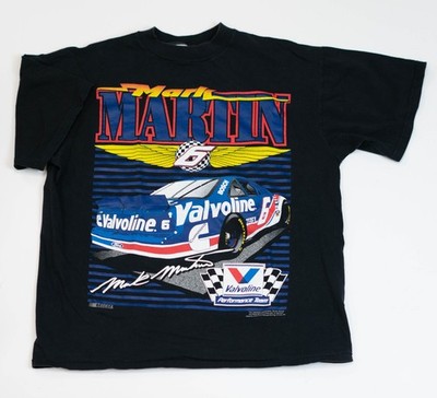 Vintage NASCAR T-Shirt Size XL Mark Martin Racing Black Valoline Big Graphic