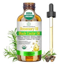 Rosemary Oil for Hair Growth with Castor, Organic Cold Pressed Blend Hair...