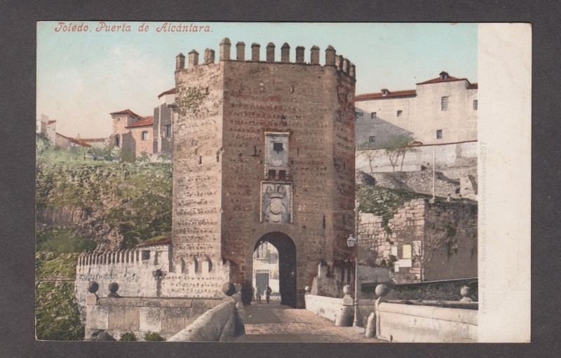 Spain. Toledo. Puerta de Alcantara Door. City Gate. Postcard. Vintage