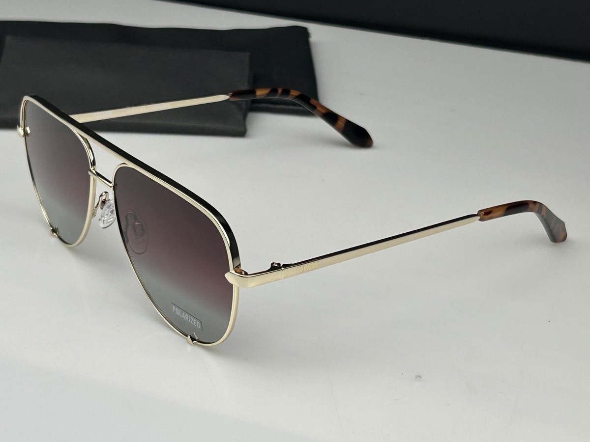 Quay high key studded polarized sunglasses gold metal frame ombre pink lens Amazon.com: Quay - Women main image 3