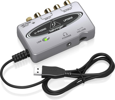 Behringer UFO202-BK USB Audio Interface Vinyl Recording Bundle, Black